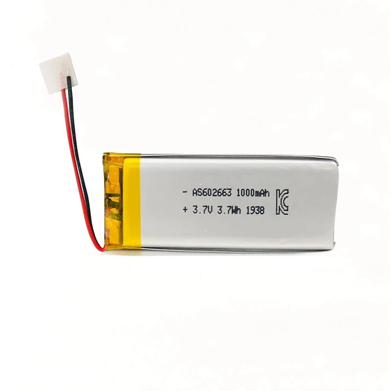 IEC62133 Rechargeable lipo 602663 3.7V 1000mAh Li ion lithium polymer Battery for hearing-aid