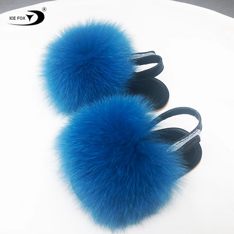 Новинка, дизайнерские Роскошные Детские слайды из натурального Лисьего меха разных цветов для девочек