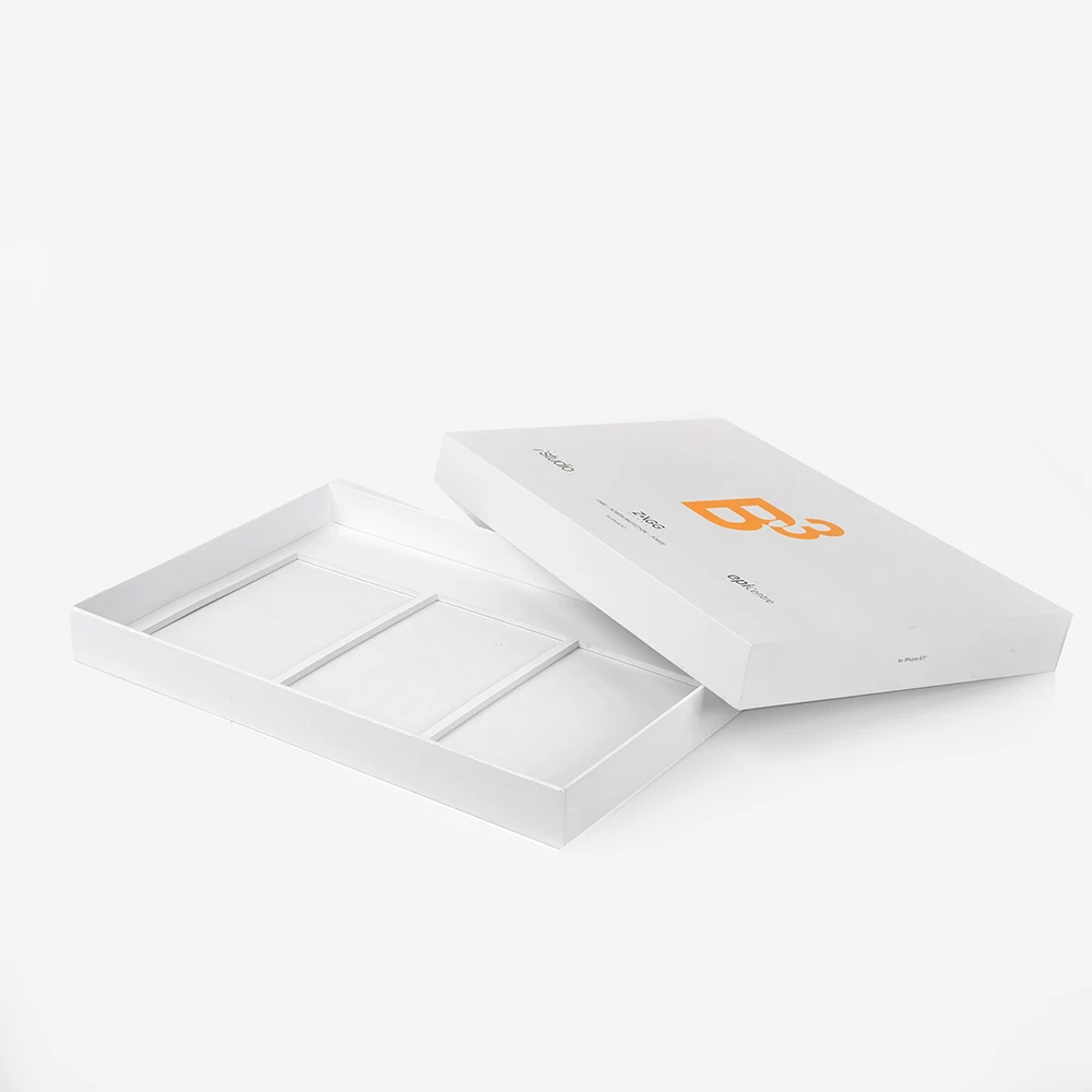 Custom UV Logo Recyclable 2 Pieces Cardboard Packaging Lid and Base White Phone Paper Gift Box