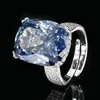 adjustable size Platinum White Blue plated ring