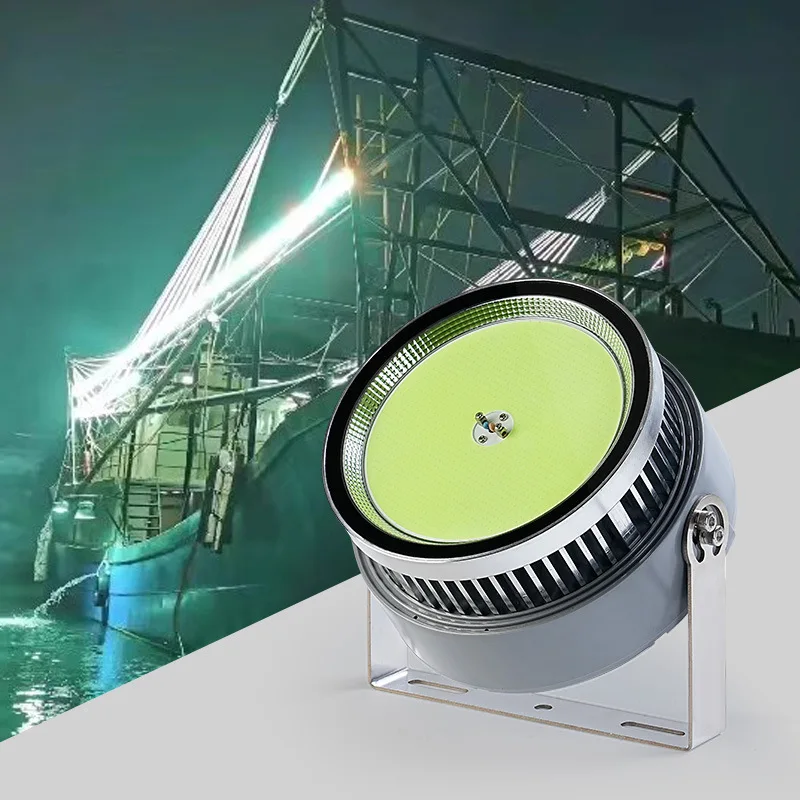 Projecteur LED étanche IP65 pour bateaux de pêche, 220 V, lumière bleue avec une portée d'éclairage de 100 m, destiné à la pêche en mer en extérieur et à l'attraction des calmars
