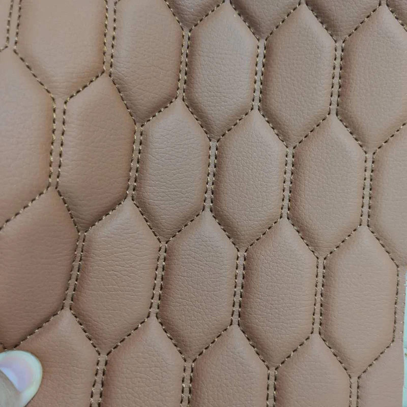 Quilted Fabric Embroidery Suede Fabric Suede Fabric With Foam and Stitching Goof for Car Seats Car Leather  Custom Fabric