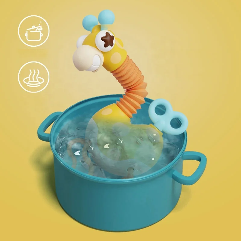 Лидер продаж игрушки Монтессори Детские сенсорные пищевые силиконовые тянущиеся жираф растягивающаяся поп-трубка с звуками для