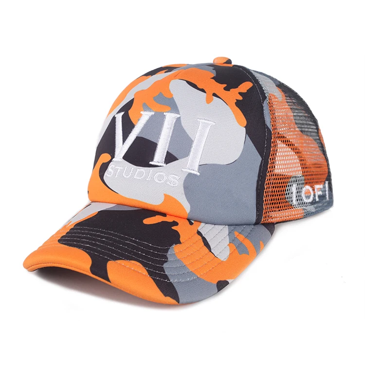 Wholesale Customized Camo Mesh Patch Logo Custom 5 Panel Trucker Cap ...