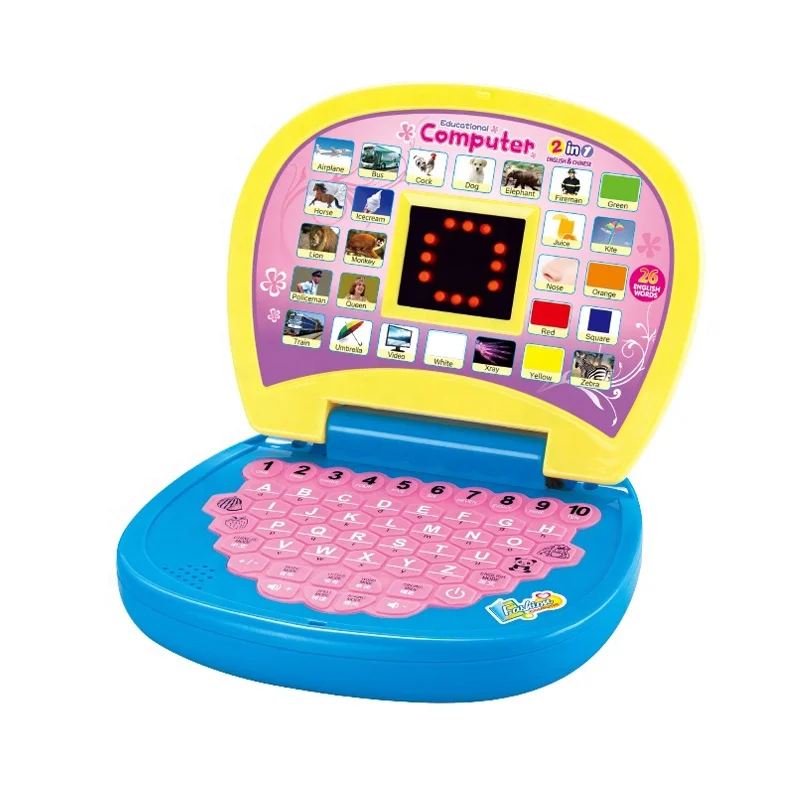 Preschool Learning Educational Chinese and  English Language Laptop Computer Children Intelligent Learning Machine with LED