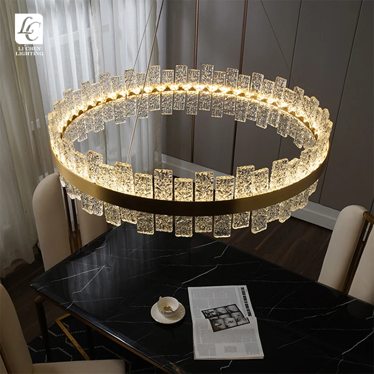 P0014 Luxury Textured Glass Chandelier – Creative Gold Art Suspension Lamp for Villa