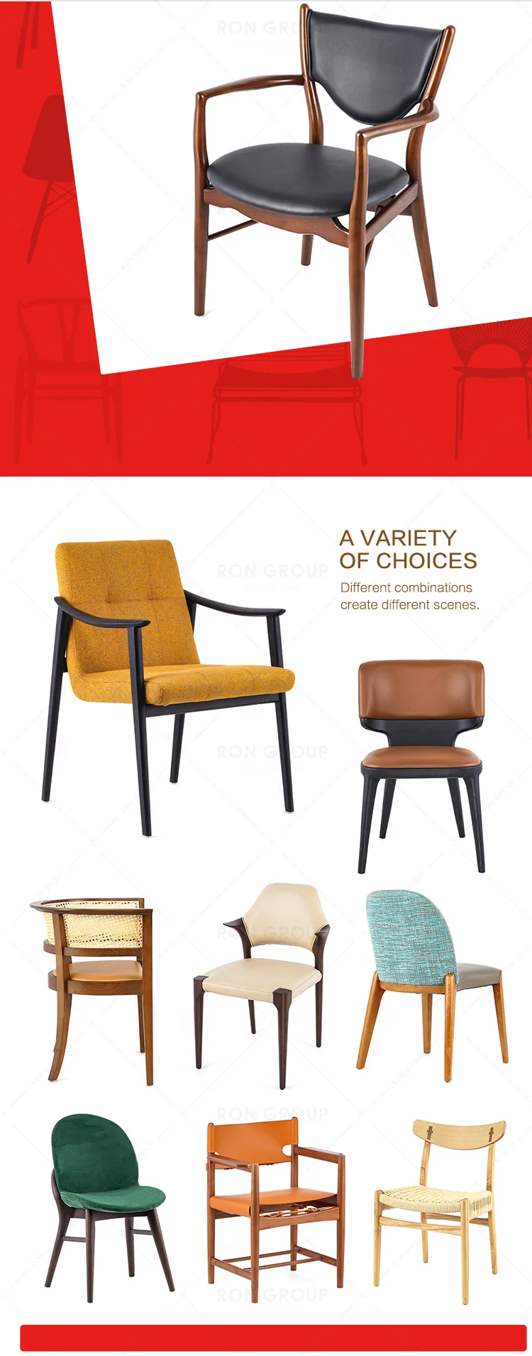 Factory Direct Sale Modern Fashion Popular Commercial Restaurant Furniture High-Class Solid Ash Wood Soft Cover Dining Chairs