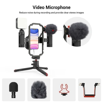 SmallRig Universal Phone Vlog Tripod Video Rig Kit for IPhone 13 12 Case Cage with 2 Handle Remote Control Microphone LED Light detail image