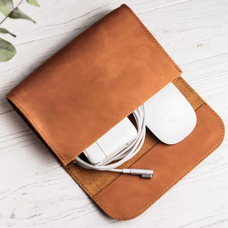 Customized Leather Charger Case Holder Organize with Ease