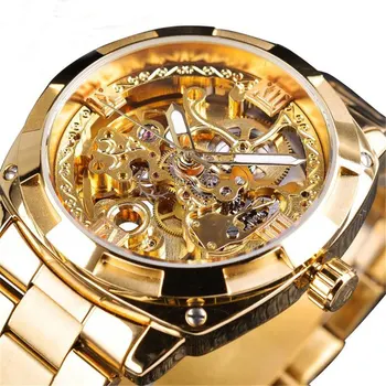 Excellent Quality Men's Fashion Vintage Carved Hollow-Out Luminous Waterproof Automatic Mechanical Watch