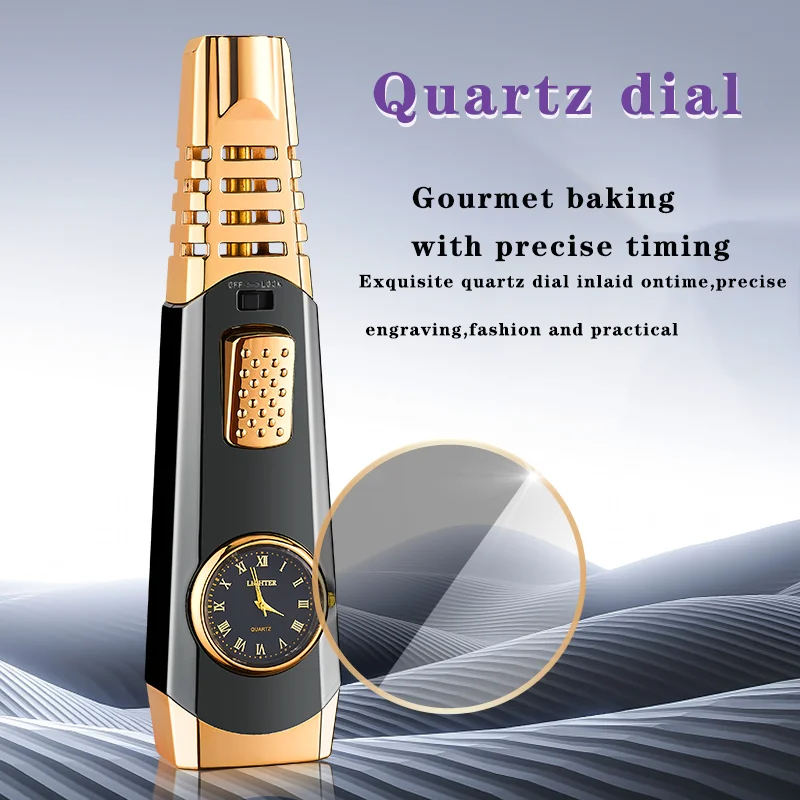 Quartz Dial Straight Blue Flame Blowgun Inflatable Lighter New Style Outdoor Barbecue and Torch