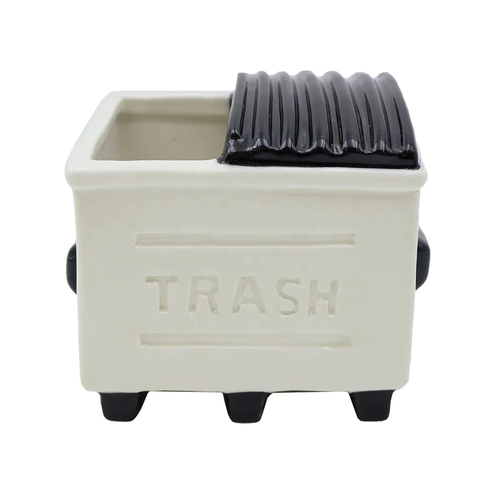 OEM ODM Bulk Order Unique Barware Porcelain Trash Dustbin Shaped Beverages Cocktail Glasses Cups Ceramic Dumpster Fire Tiki Mug