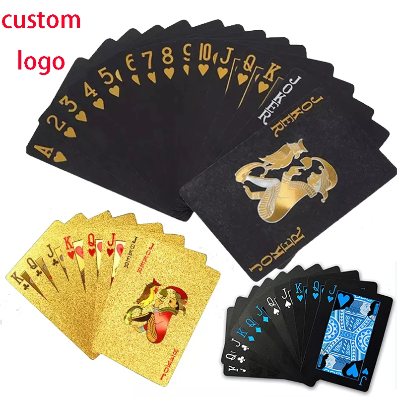 1 Pack Waterproof Black Playing Cards Collection Plastic Decks Card Games Deck 