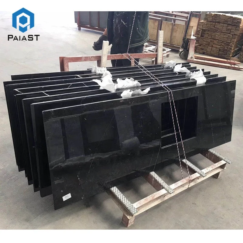 Used Nero Margiua Black Kitchen Countertop Marble