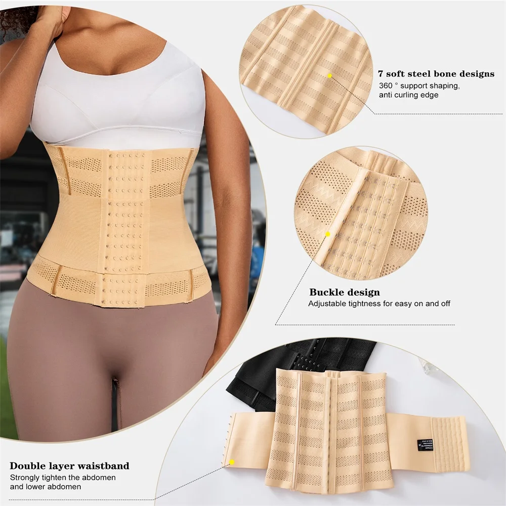 Double Belt Waist Cinchers Women Full Body Mesh Trimmer Wrap Corset Waist Trainer Shaperwear Tummy Control Shaper for Women factory