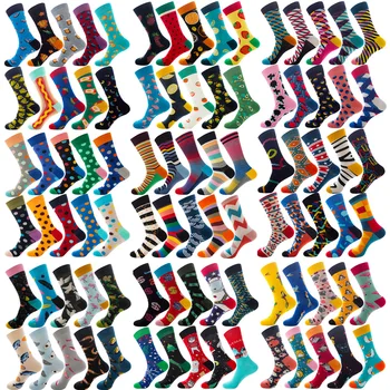 Wholesale funny crazy designer socks cool funky fashion custom logo cotton novelty socks fancy sox tube crew happy dress socks