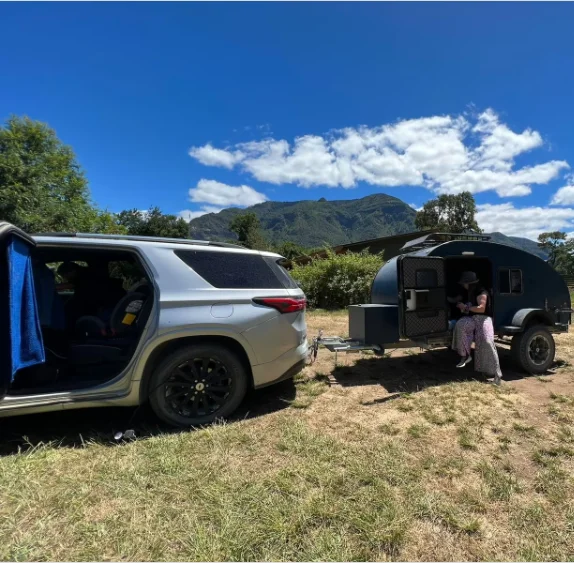 2024 Custom Small Offroad Teardrop Camper Trailer RV Caravan Australian Travel Trailer with Tent Kitchen for Outdoor Camping