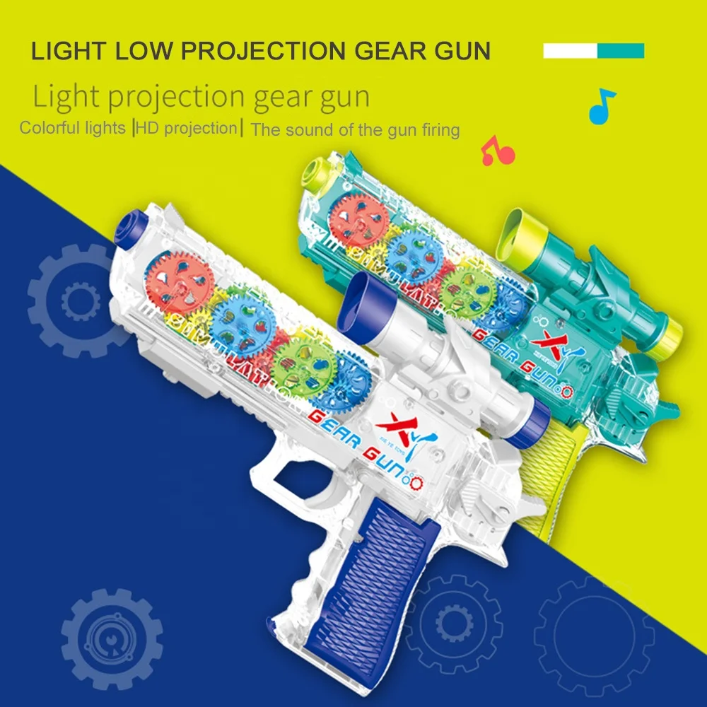 Multi Mode Switching With Light and Sounds Pistola De Juguete Transparent Gear Electric Concept Projector Gun Toys