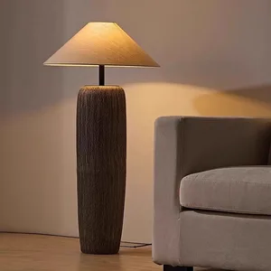 JACKSUN Multi SizeStanding Retro Ceramic Lamp Floor Lamp Retro Ceramic Fabric Attic Living Room Bedroom LED