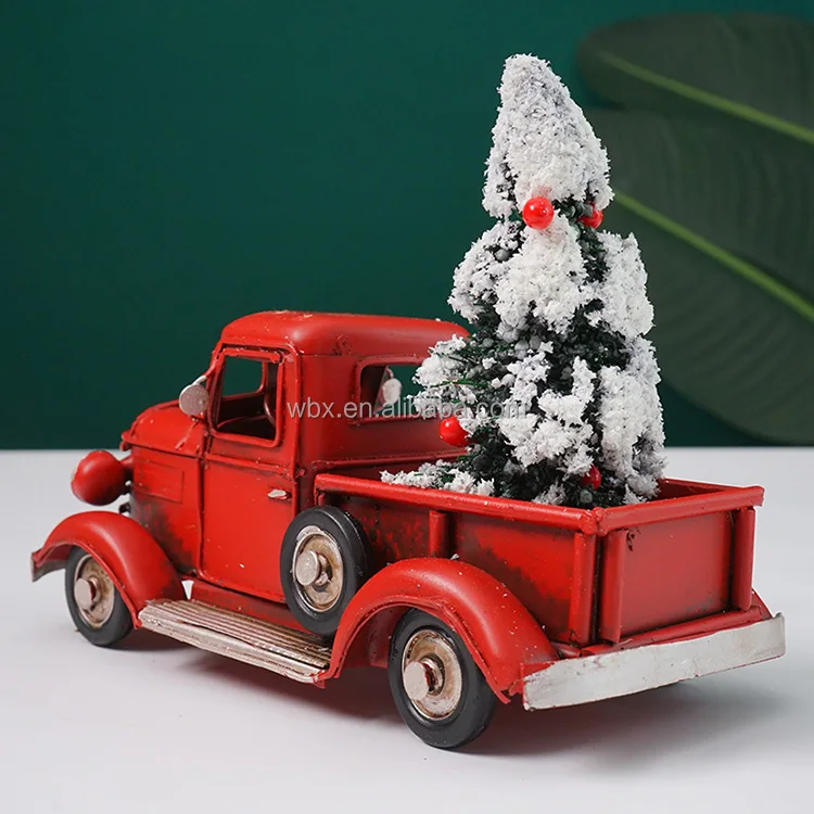 Vintage Red Truck With Christmas Tree Decoration Handmade Metal Craft Retro Truck  Model Back Creative Desktop Home Decor| Alibaba.com