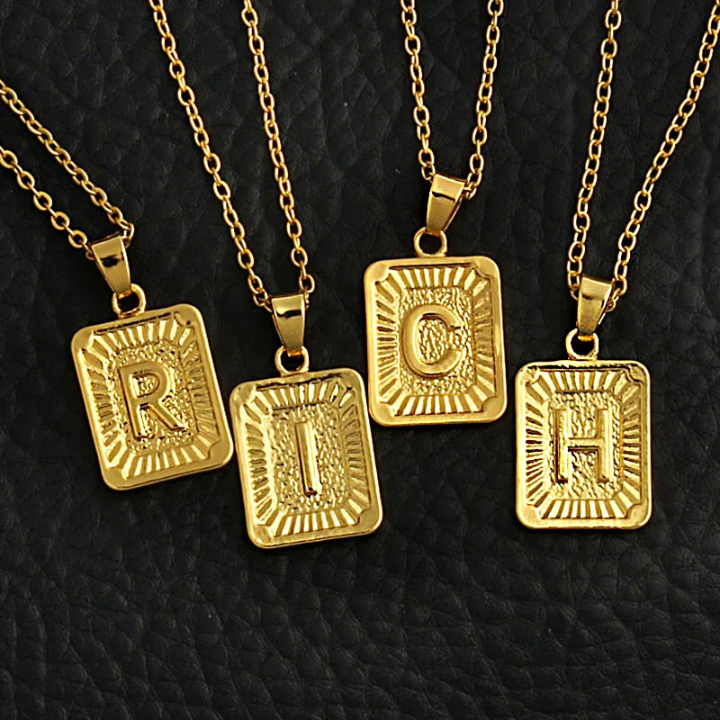 18k Gold Plated Rectangular Letter 