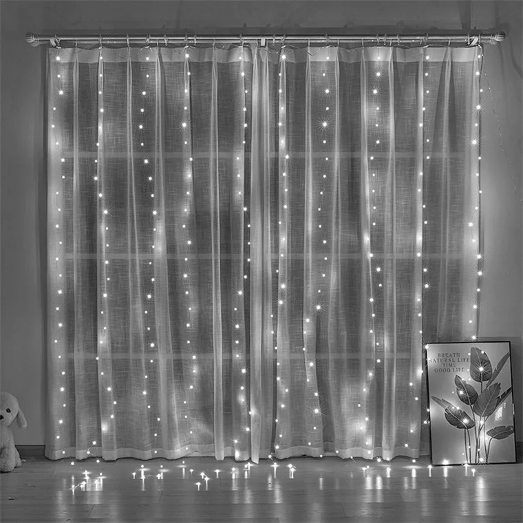 8 Functions USB Remote Control Timing LED Copper Wire Curtain String Christmas Room Decoration Garland Fairy Lights