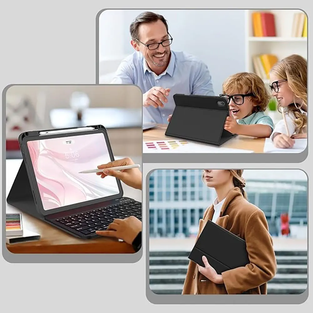 product magnetic wireless detachable keyboard case for ipad 11 inch with stand flip cover pen holder laudtec-3