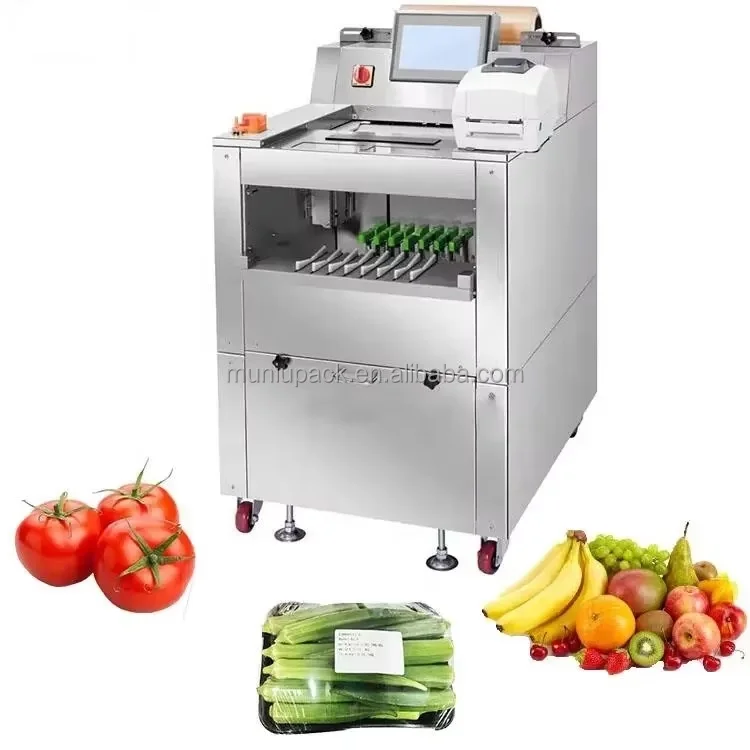 Vegetable Fruit Stretch Film Cling Packaging Machine with Weighing Labeling Machine