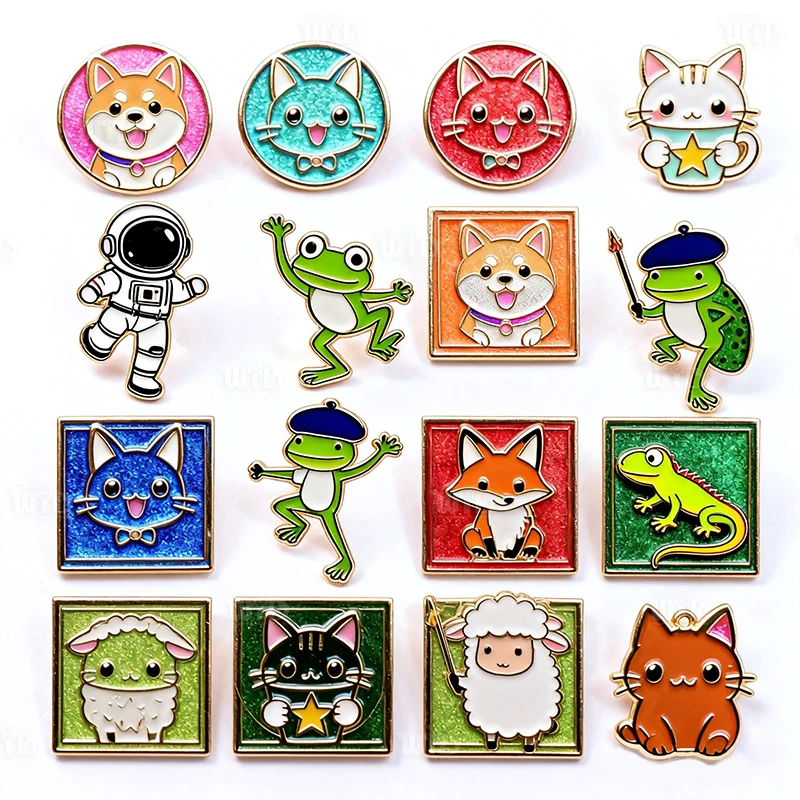 Aangepast Ontwerp Uw Eigen Aangepaste Zachte Enamele Speld Cartoon Dier Glitter Metalen Speldjes Leuke Mode Kleding Revers 3D Broche