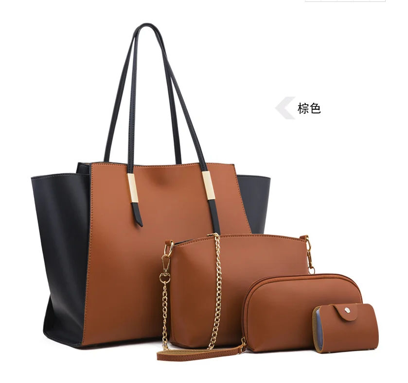 Wholesale Cheap Price Vintage Style Leather Satchel Bag Purse Wallet Lady  PU Shoulder bag 4 Pcs in 1 Set Handbags For Women Tote bag From  m.