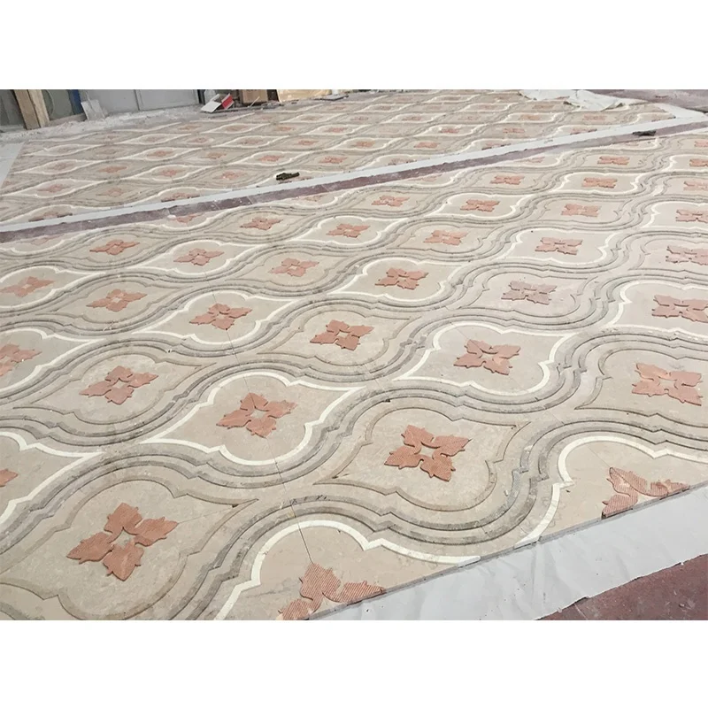 نمط ميدالية رخامية طبيعية شائعة الاستخدام، مقطوعة بالماء، لمشاريع الفنادق والفيلا، ميداليات مخصصة لديكور الفنادق الملكية