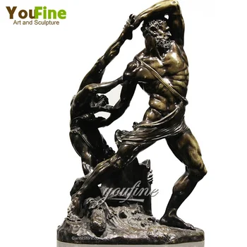 ギリシャ古典美術の有名な彫刻、ヘラクレスと蛇の複製ブロンズ彫刻