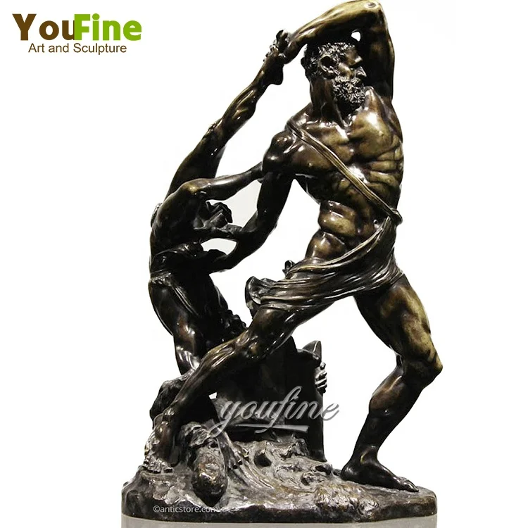 ギリシャ古典美術の有名な彫刻、ヘラクレスと蛇の複製ブロンズ彫刻