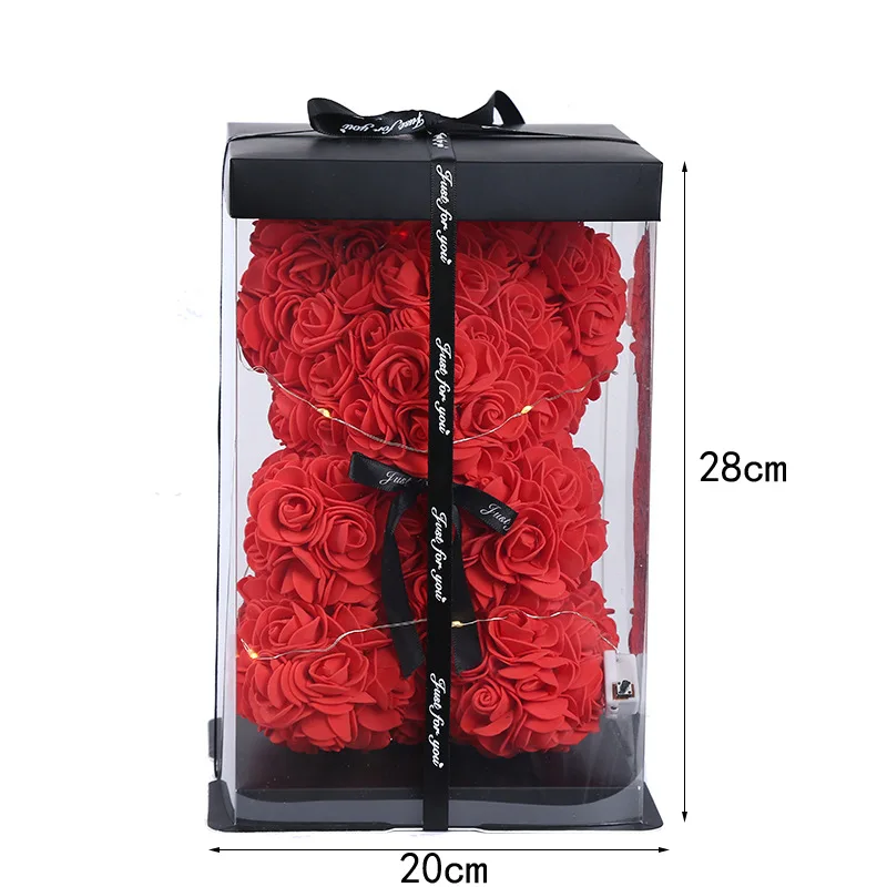 Подарок на день Святого Валентина 2023 пенополистирол пенополиэтилен сохраненный цветок искусственные медведи тедди розы со светодиодной подсветкой сердце Подарочная коробка 25 см 40