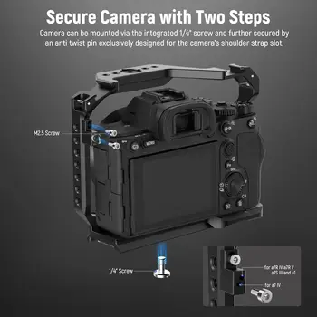 NEEWER Full Camera Cage Compatible with Sony A7R V/a7R IV/a7 IV/a7S III/a1, Aluminum Video Camera Rig with Full Access/Arca detail image