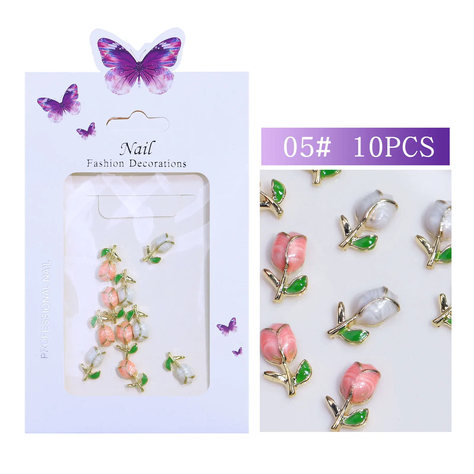 10pcs/pack Colorful Nail Art Alloy Accessories Luxury Brand Logo Metal