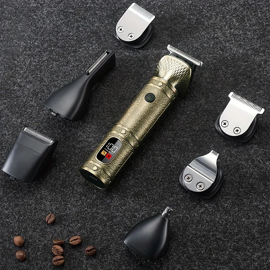 Professional Cordless Rechargeable Stainless Steel Beard Trimmer Hair for Clipper LCD Display for Household Hotel Use Directly