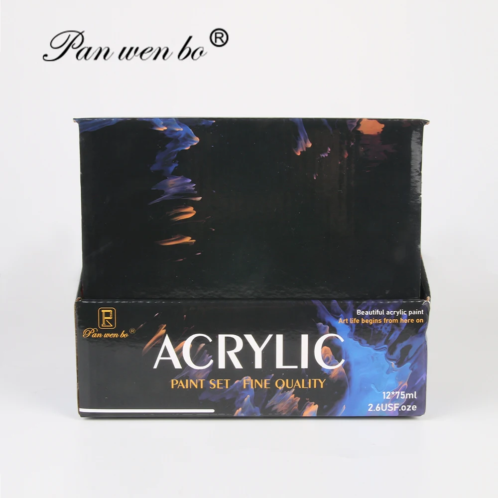 Artist Professional Wholesale Acrylic Paint Set 12 Colors Acrylic Color Paint 75ml Students
