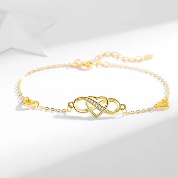 VANA Trendy Fashion Heart Infinity Love Pendant Bracelet for Women 925 Sterling Silver Fine Jewelry Bracelets Bangles