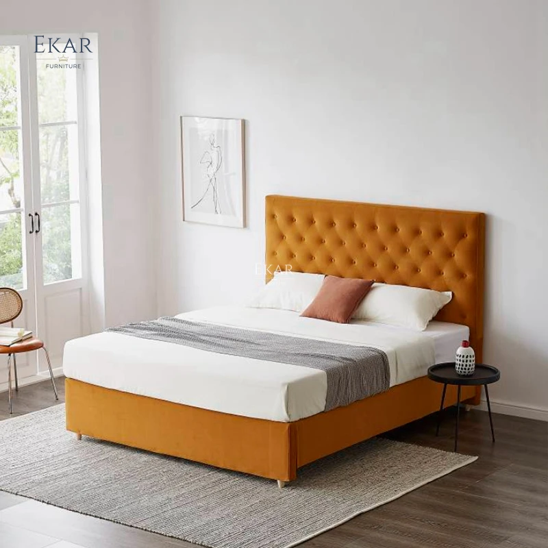 product new design ekar eco leather half leather bedroom queen bed-63