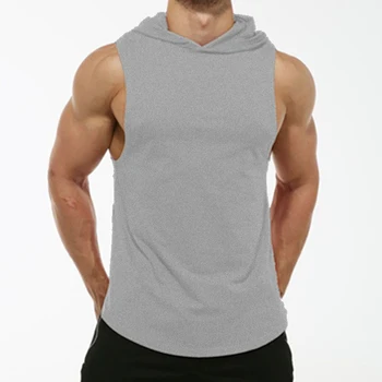 Herren Tank Top Hoodie – ärmelloses Muskelshirt Aus Polyester/Nylon, Atmungsaktiv, Einfarbig, Mit Kapuze – Ideal Für Workout, Laufen, Fitness & Freizeit – Bequemes Sport-Tanktop