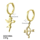 Gold Hoop Earring GE02388A Grace 2022 Gold Hoop Cupid Huggies Drop Earring