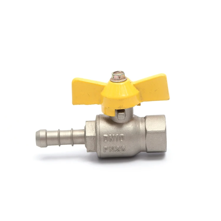 Yellow aluminium butterfly handle Brass Gas Valve