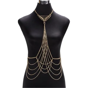 Women's Fashion Body Chain Jewelry 14K Gold with Diamond and Crystal Ball Pattern for Wedding or Gift