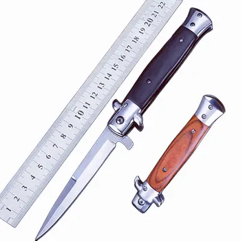 Outdoor Folding Tactical Pocket Knife 18mm Blade Width with Resin/Wood Handle for Field Camping and Hiking