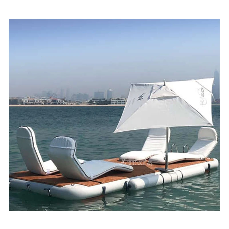 Fun Inflatable Floating Dock Inflatable Island Water Yoga Mat Boating  with Electric Air Pump