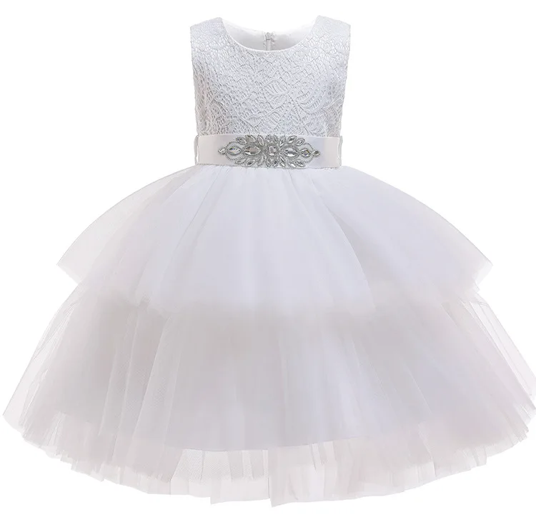 Tulle Kids White Dresses Girls Wedding Flower Kids Party Dress Toddler ...