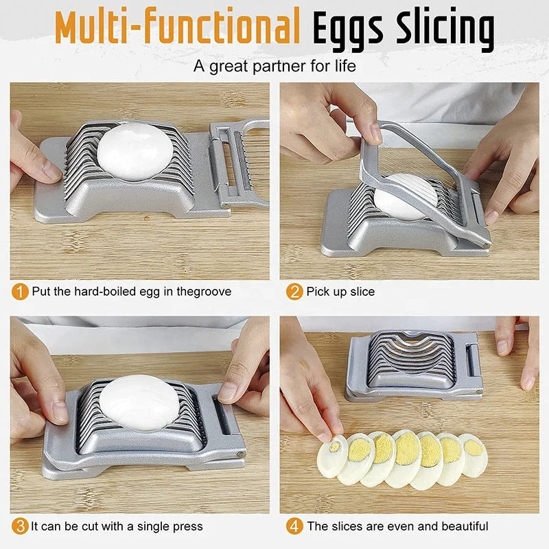 Kitchen Tools Handheld Metal Egg Cutter Stainless Steel Wire Egg Slicer for Hard Boiled Eggs