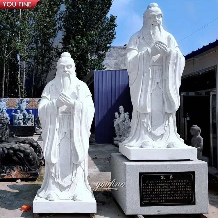 孔子石細工置物 中国伝統文化の石製孔子像 - 天然大理石製、170cm 高さ、OEMサポート