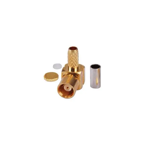 MCX Right Angle Female Jack Crimp Connector for RG316 RG174 Cable RF PCB 50/75 Brass Contact